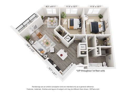 Two Bedroom One Bath Vista Floorplan